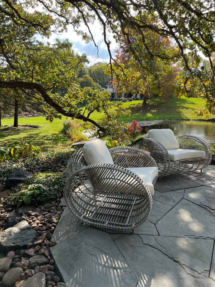 3-Piece Lava Seating Group With Teak Accent Table, Grey