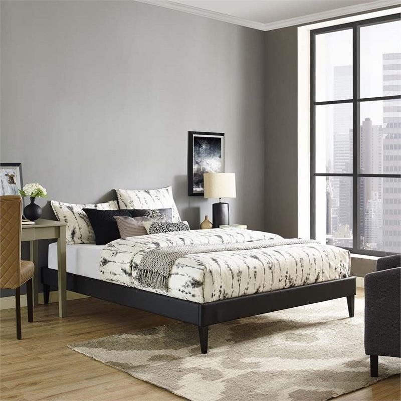 Modway Bedroom Sharon King Vinyl Bed Frame With Squared Tapered Legs