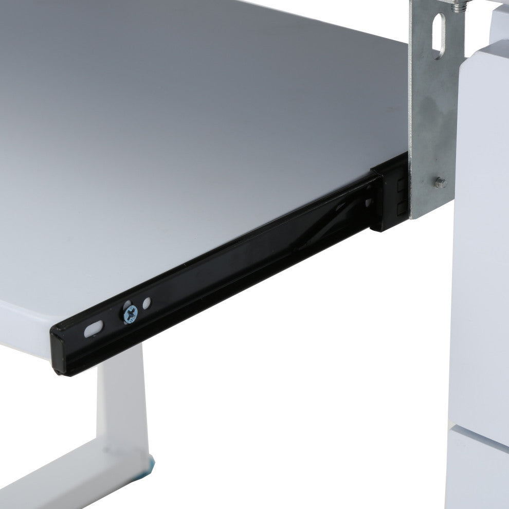 GDF Studio Rivendell Black Tempered Glass Computer Desk