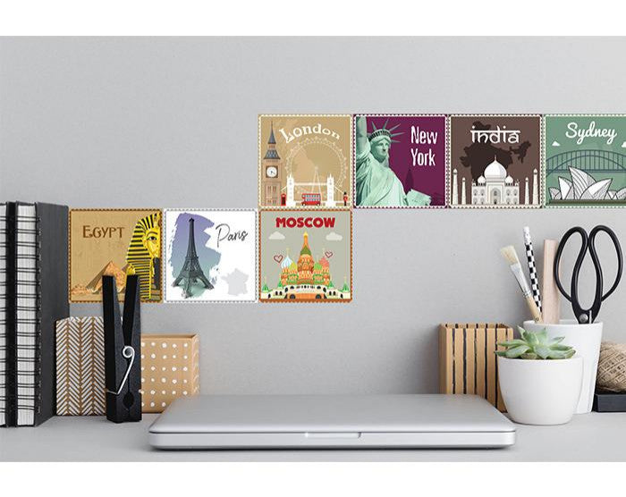 4" X 4" World Traveler Peel And Stick Removable Tiles