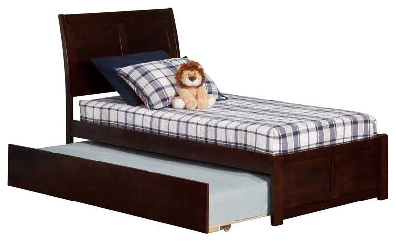 Portland Flat Panel Footboard With Urban Trundle, Antique Walnut, Twin
