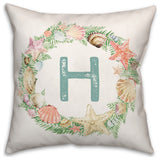 Coastal Christmas Monogram H 18x18 Spun Poly Pillow