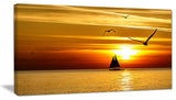 "Bright Yellow Beach With Birds" Seashore Canvas Print, 40"x20"