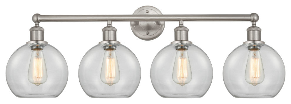 Athens 4-Light 35" Bath Vanity Light, Satin Nickel, Clear