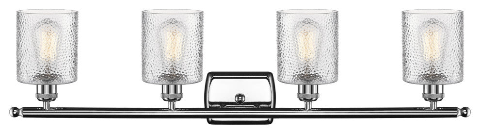 Cobbleskill 4-Light Bath Fixture, Clear Ripple Glass, Polished Chrome