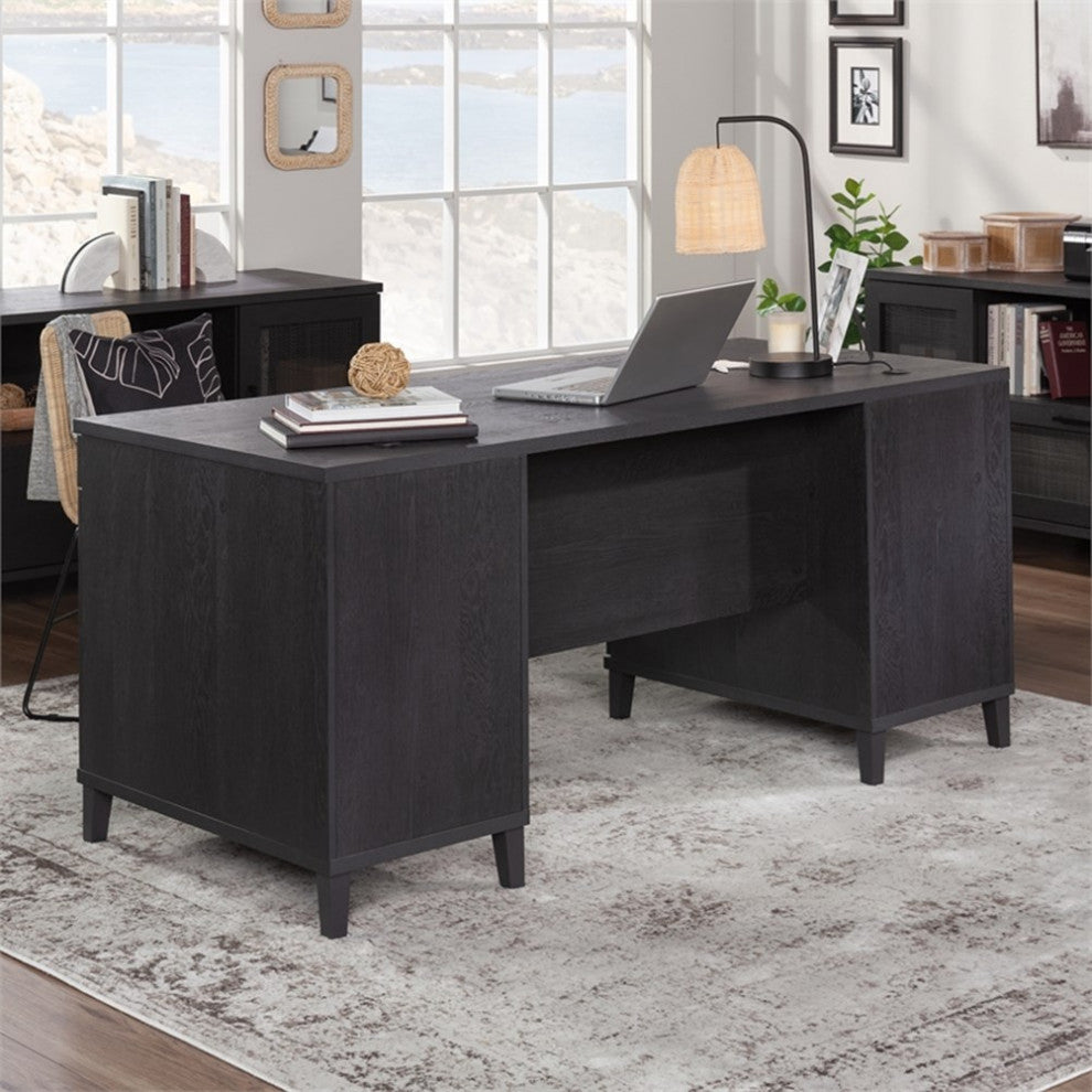 Sauder Tiffin Line Engineered Wood Executive Desk in Raven Oak