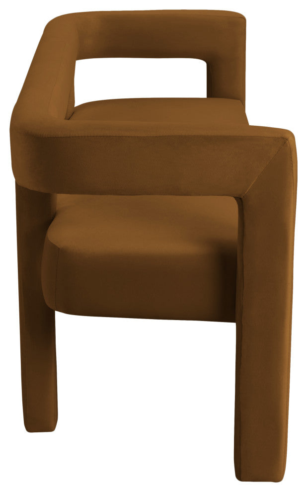 Athena Boucle Fabric Upholstered Bench, Camel, Velvet