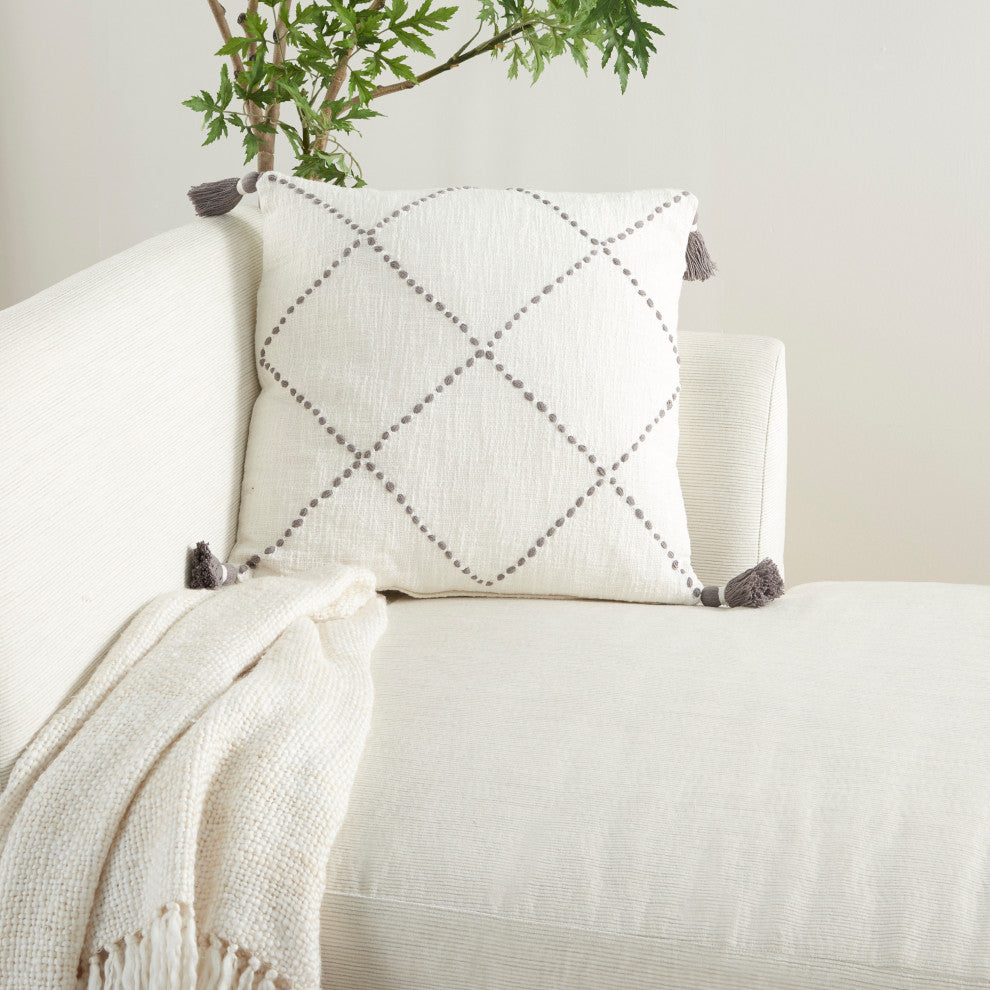 Mina Victory SH038 Throw Pillow, Grey, 20"X20"