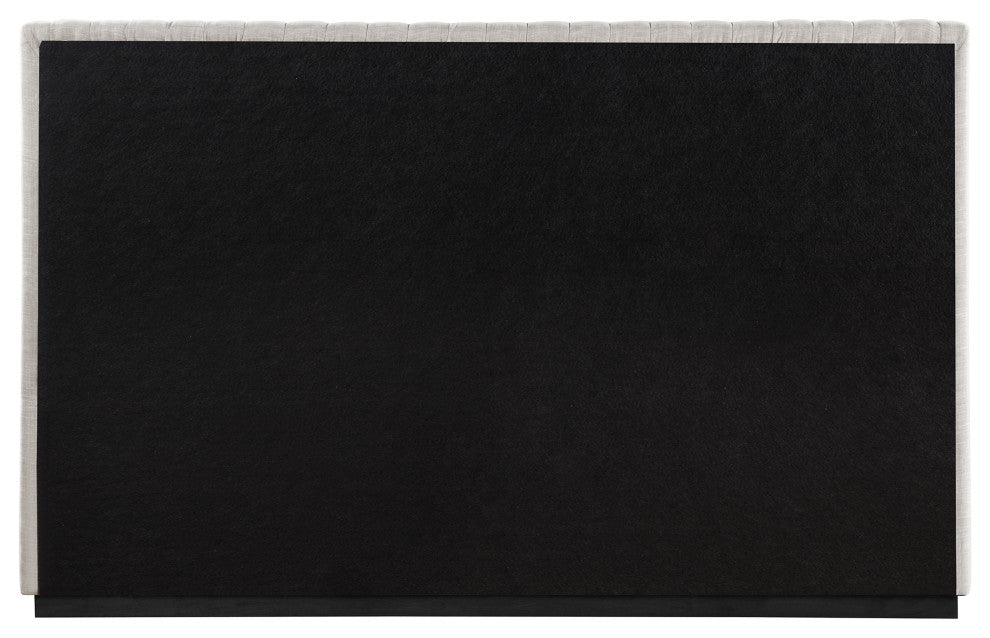 Logan Beige Linen Textured Fabric Twin Bed, Beige, King