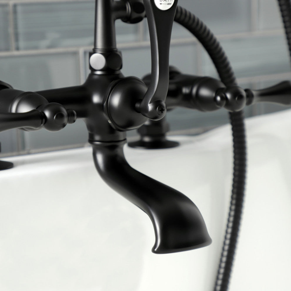 AE203T0 7" Tub Faucet With Hand Shower, Matte Black