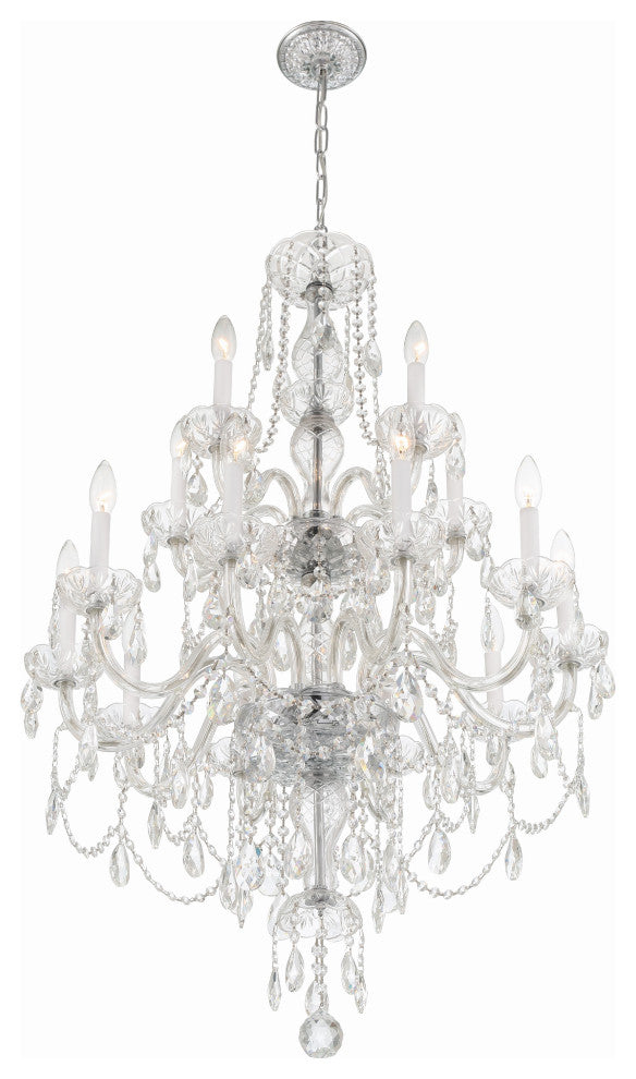 Traditional Crystal 15-Light Polished Chrome Chandelier