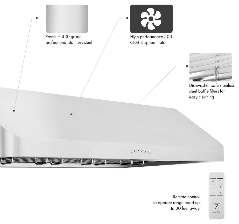 ZLINE 48 In. Wall Mount Range Hood, Stainless Steel