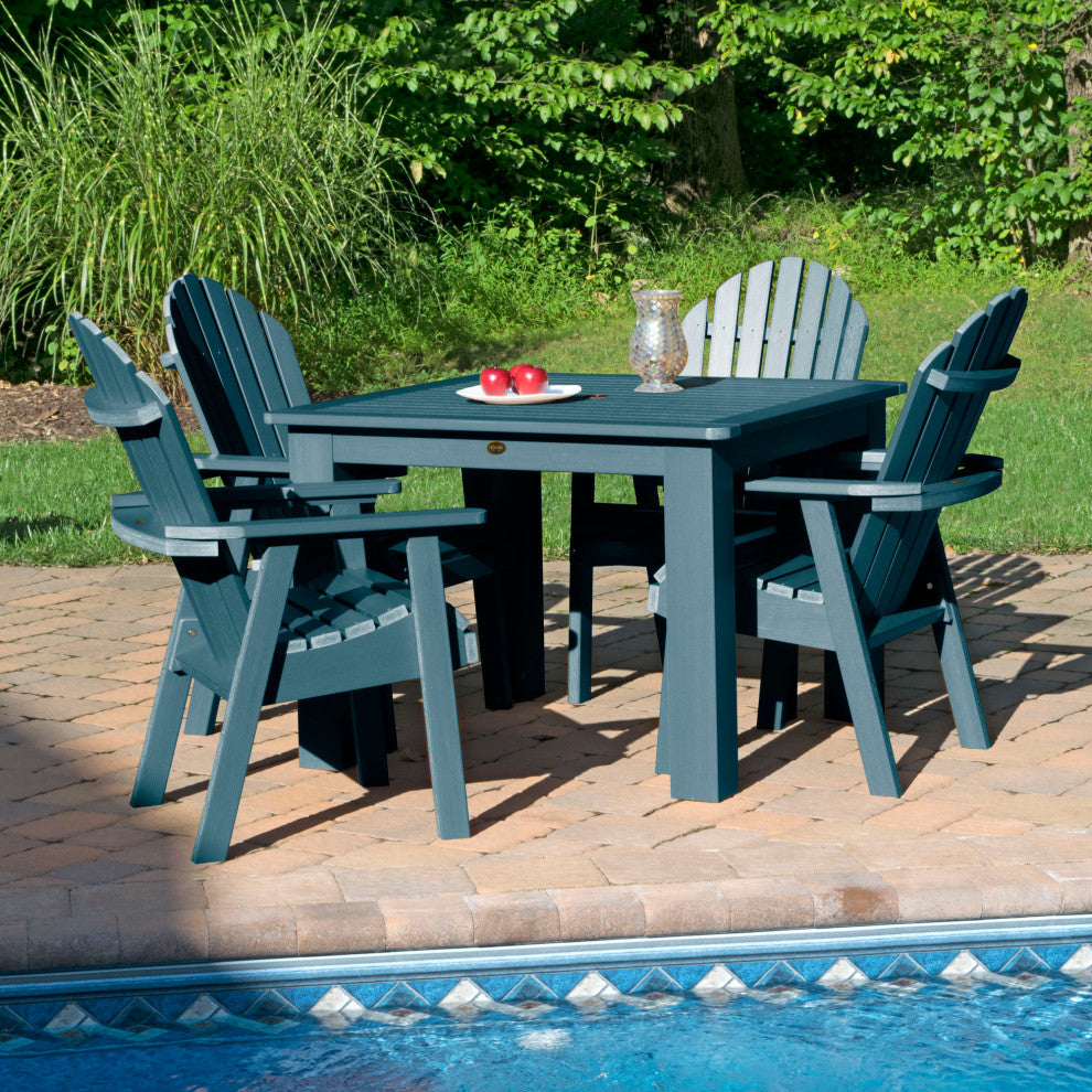 Muskoka 5-Piece Square Bistro Dining Set, Weathered Acorn, Nantucket Blue