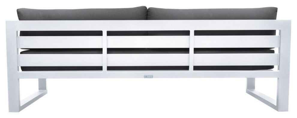 Aelani Outdoor 4-Piece Set, White Finish and Charcoal Cushions