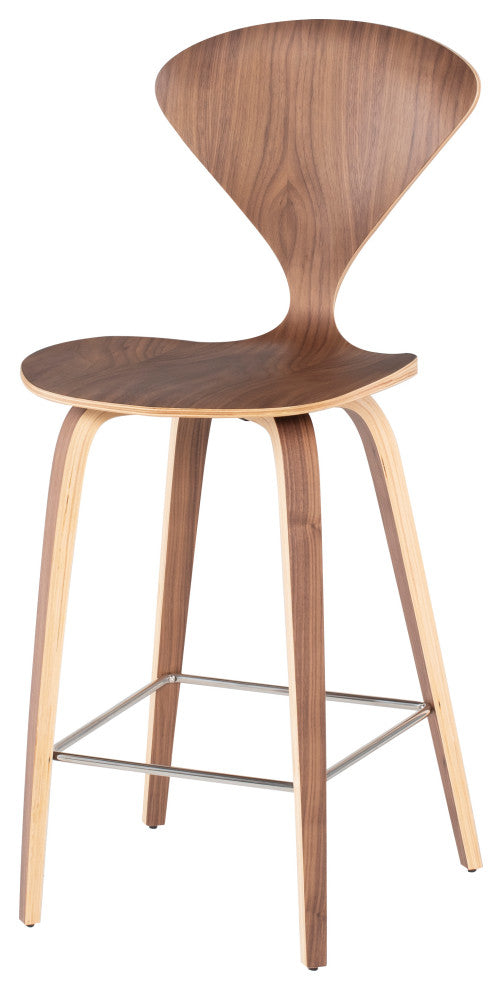 Satine Counter Stool, Mid Century Molded Plywood Counter Stool, American Walnut