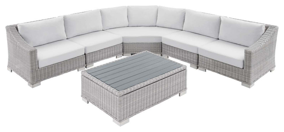 Conway Sunbrella Outdoor Patio Wicker Rattan 6-Piece Sectional Sofa Set