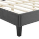 Platform Bed Frame, Twin Size, Velvet, Dark Grey Gray, Modern Contemporary
