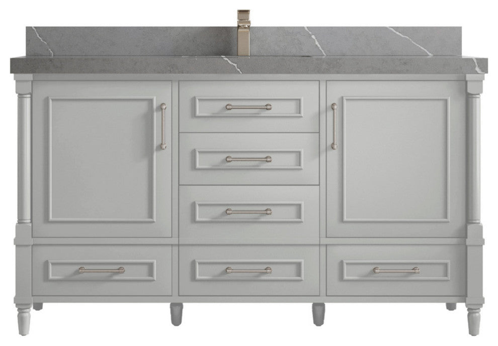 Aberdeen 60 Single Bathroom Vanity in Coventry Gray 2" Piatra Gray
