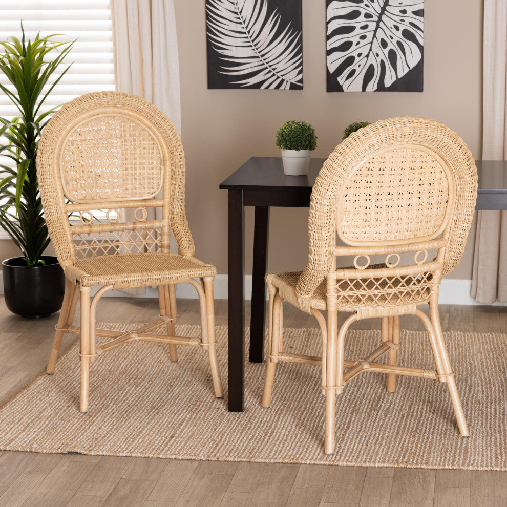 Luvena Rattan Dining Chairs, Set of 2