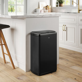 GarbagePro Rectangular 13 Gal Touchless Motion Sensor Matte Black Trash Can