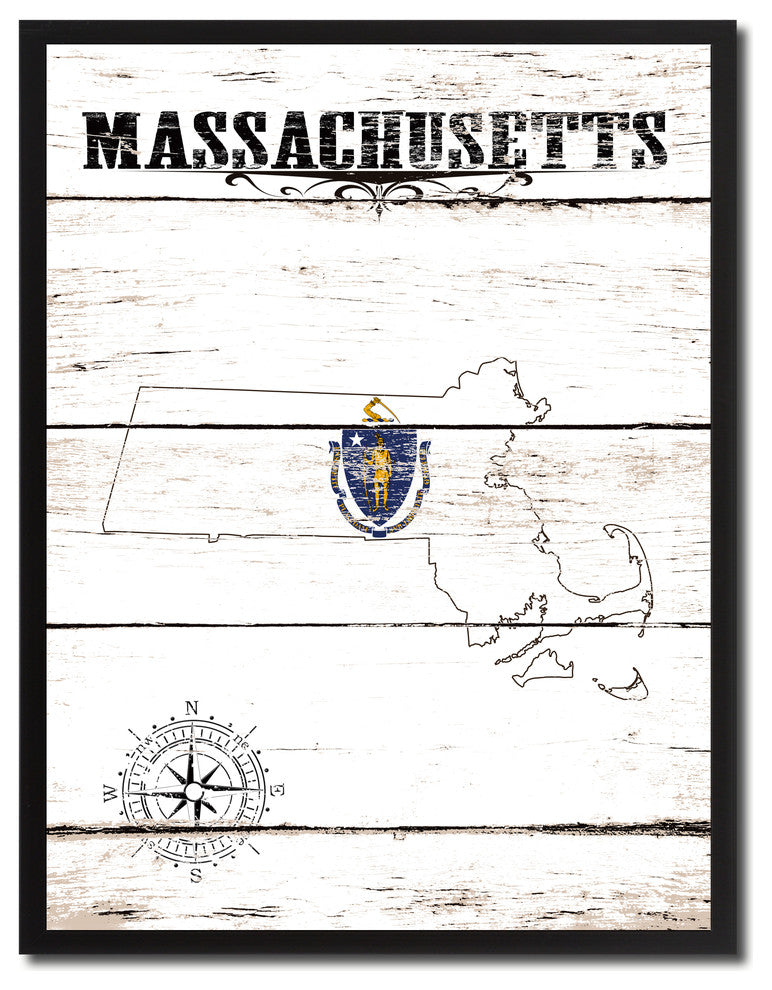 Massachusetts State Flag Canvas, 22"x29"
