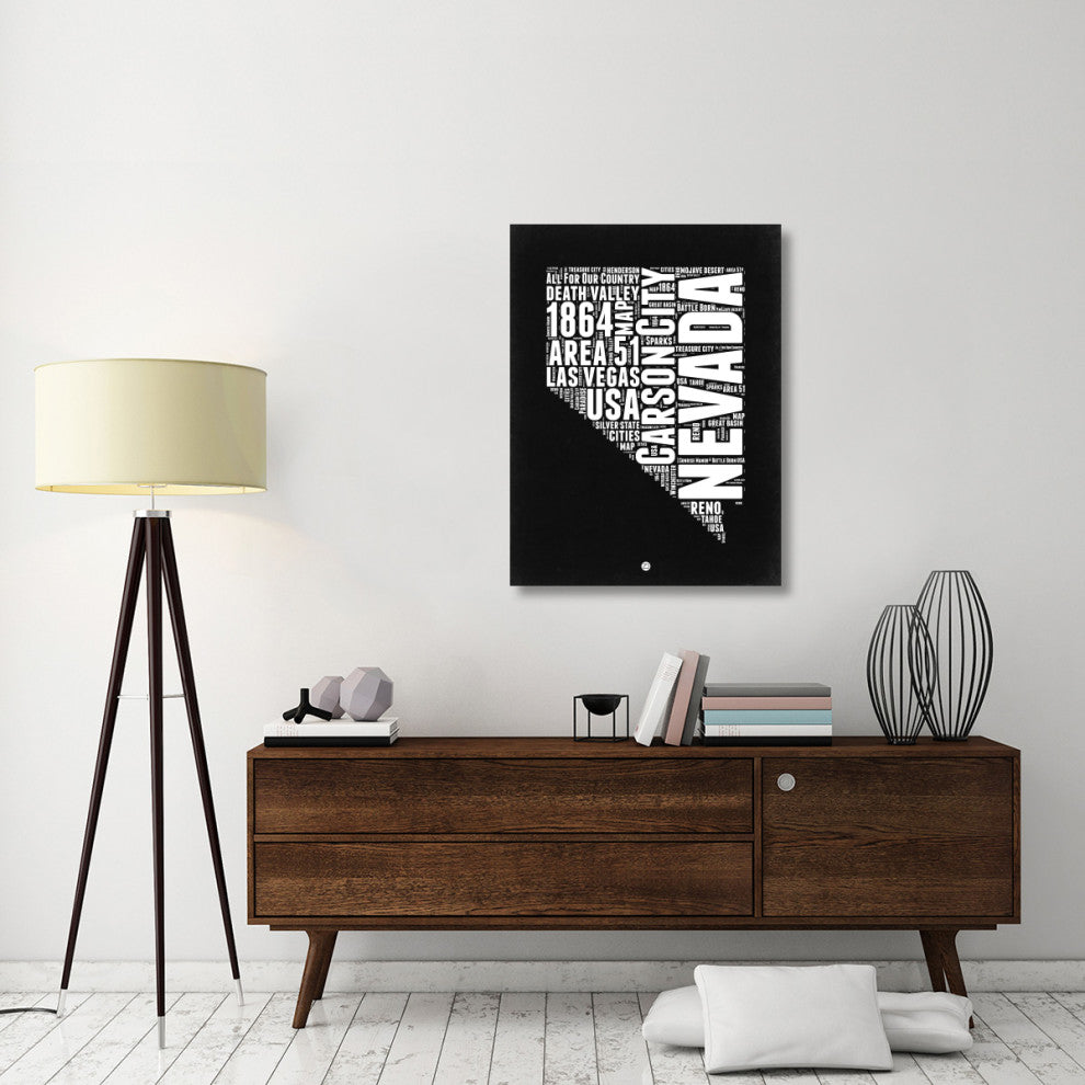 "Nevada Black and White Map" Fine Art Print