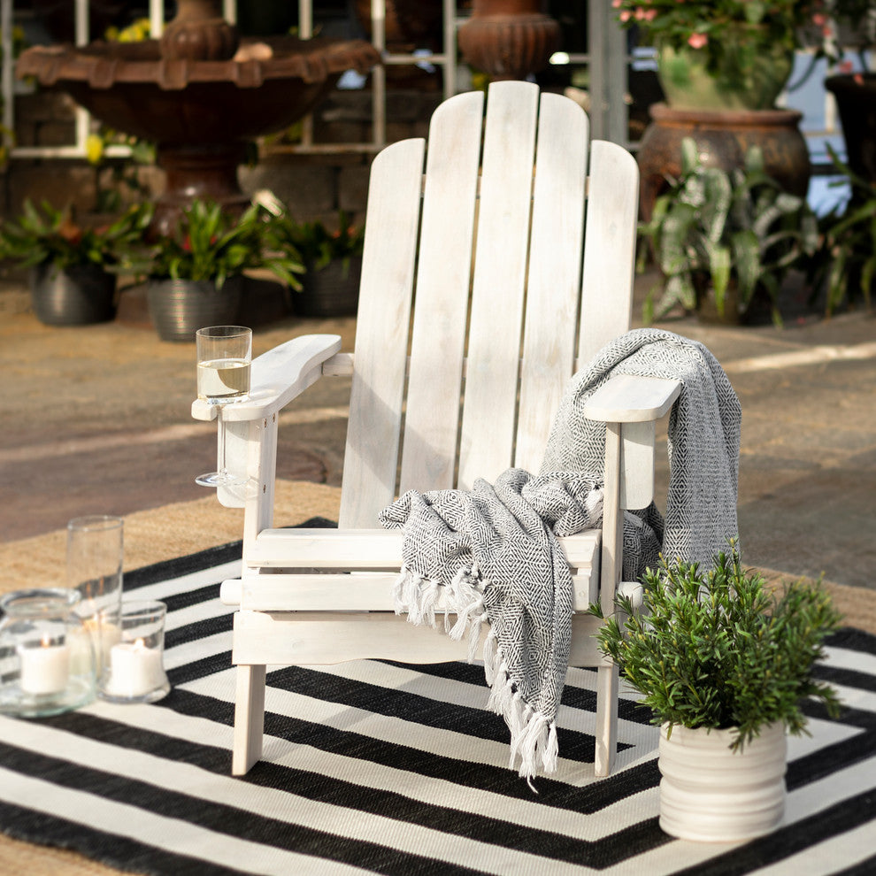 Patio Wood Adirondack Chair, White Wash