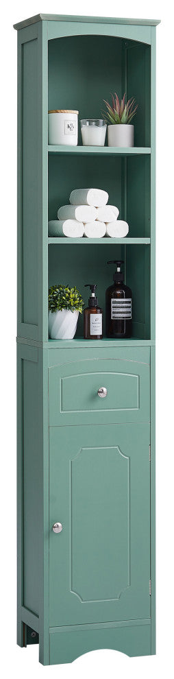 67" Tall Freestanding Bath Storage Cabinet, Adjustable Shelves