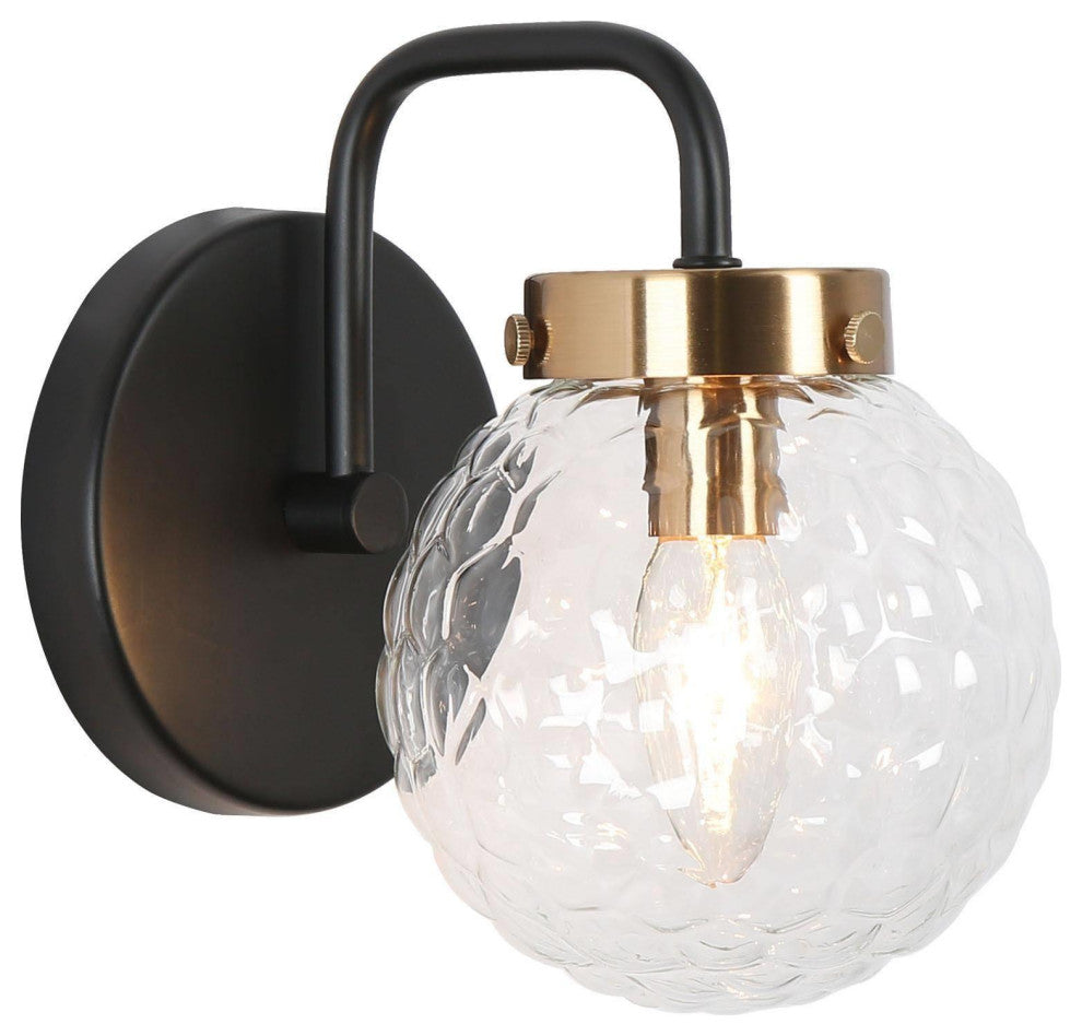 LNC Astrid Black and Gold Modern Textured-Glass Wall Sconce, 1 Light