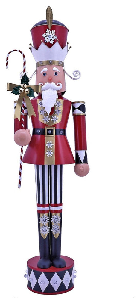 Large Iron Christmas Nutcracker "Harry" With Candy Cane and LED Lights