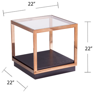 Lexington Glass-Top End Table, Champagne and Black