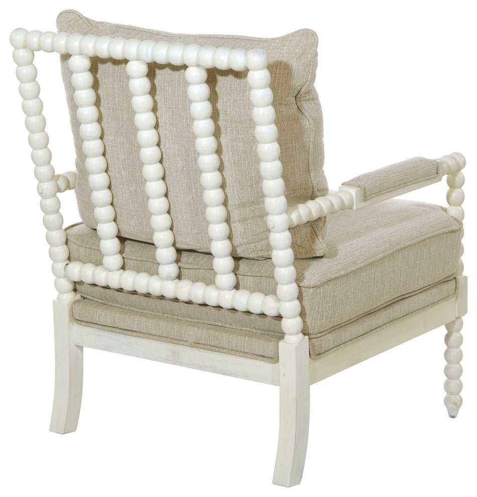 Kaylee Spindle Chair, Linen Fabric With Antique White Frame