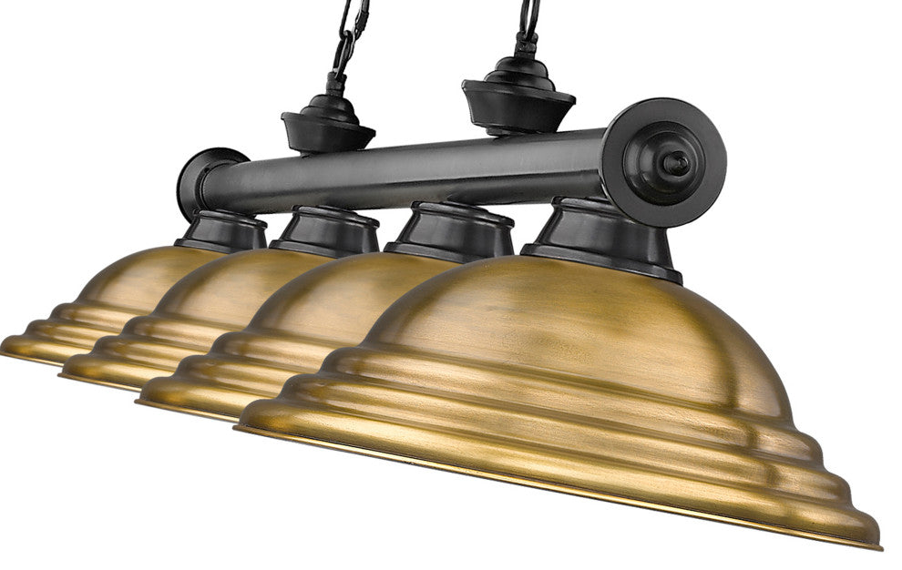 Zlite 2306-4BP-SRB 4-Light Billiard, Rubbed Brass
