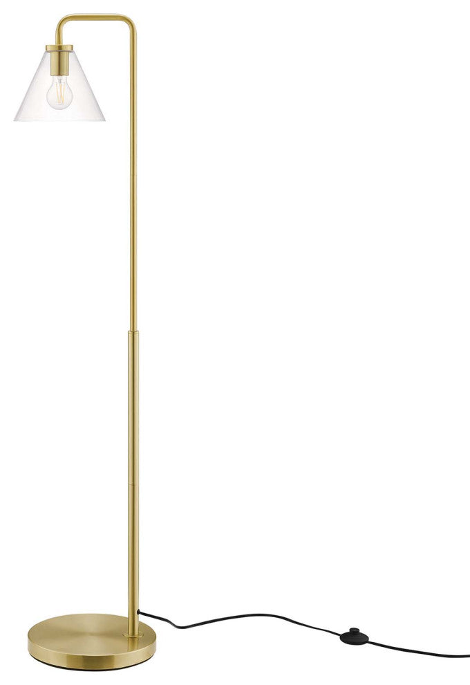 Floor Lamp Light, Gold, Glass, Modern, Mid Century Cafe Bistro Hospitality