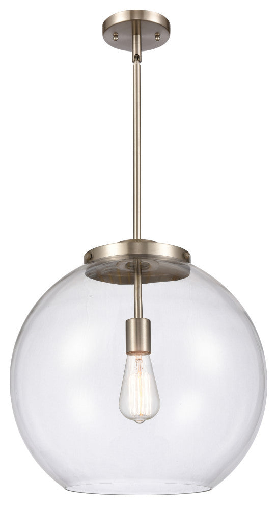 Athens Pendant, Brushed Satin Nickel, Clear, Clear
