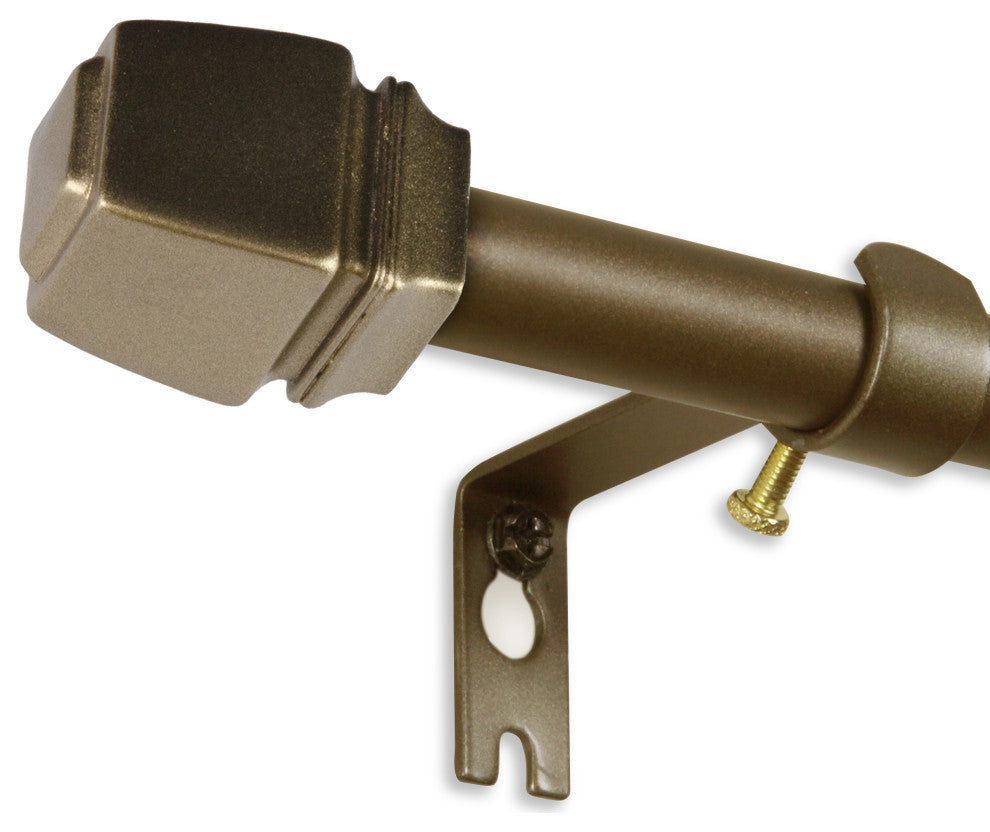 Nona 5/8" Curtain Rod, Antique Brass, 48-84"