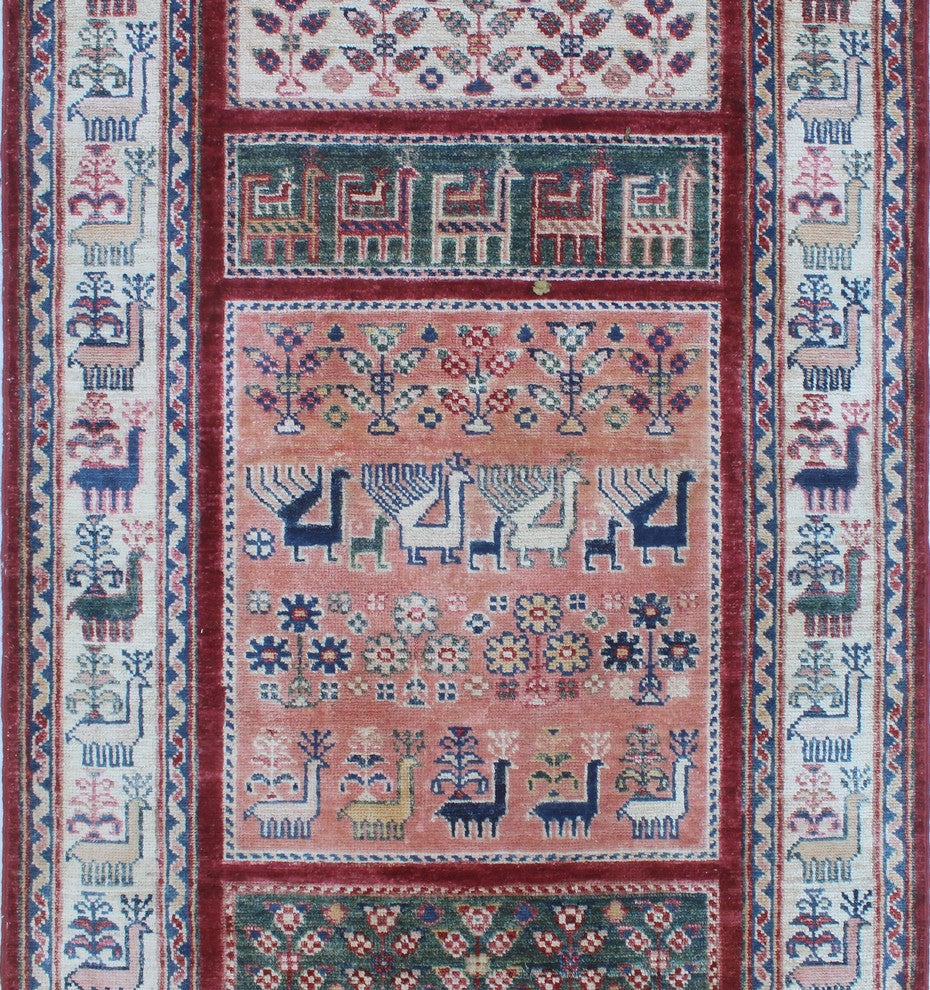 Khurgeen Fatma Red/Ivory Rug, 2'8x10'5