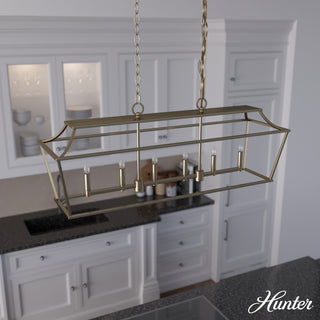 Hunter Laurel Ridge Alturas Gold 6 Light Linear Chandelier Ceiling Light