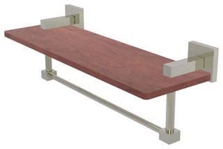 Montero 16" Solid Wood Shelf with Integrated Towel Bar, Polished Nickel