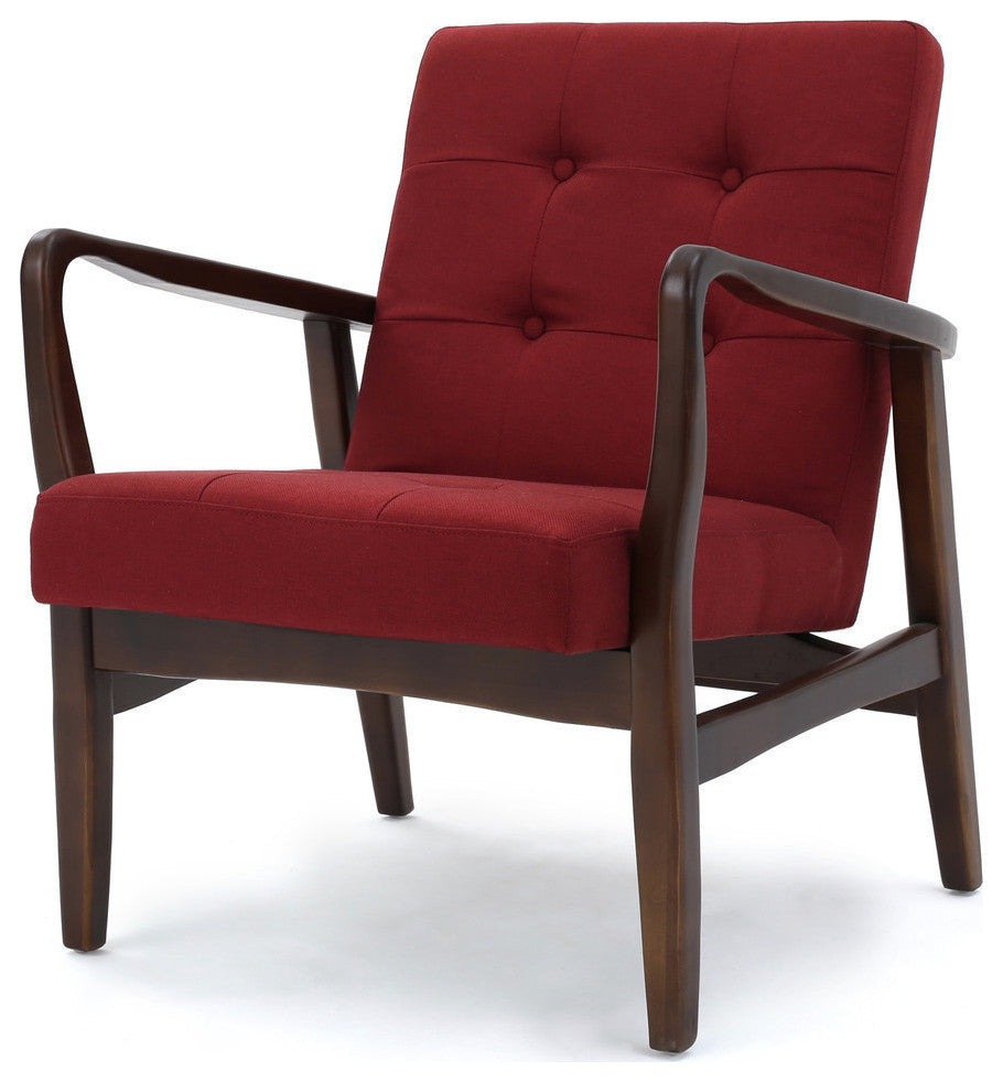 GDF Studio Gunther French-Style Fabric Club Chair, Red/Espresso