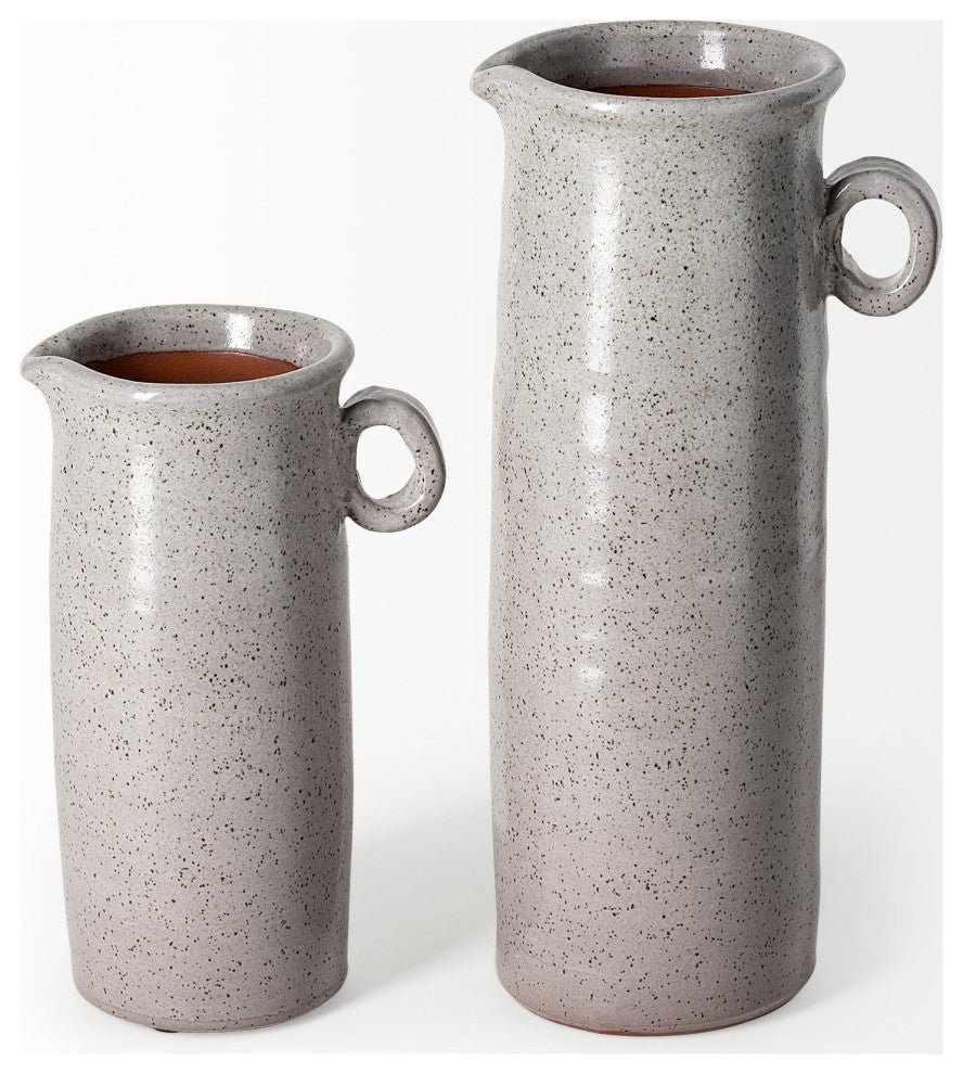 Tall Gray Speckle Decorative Ceramic Jug