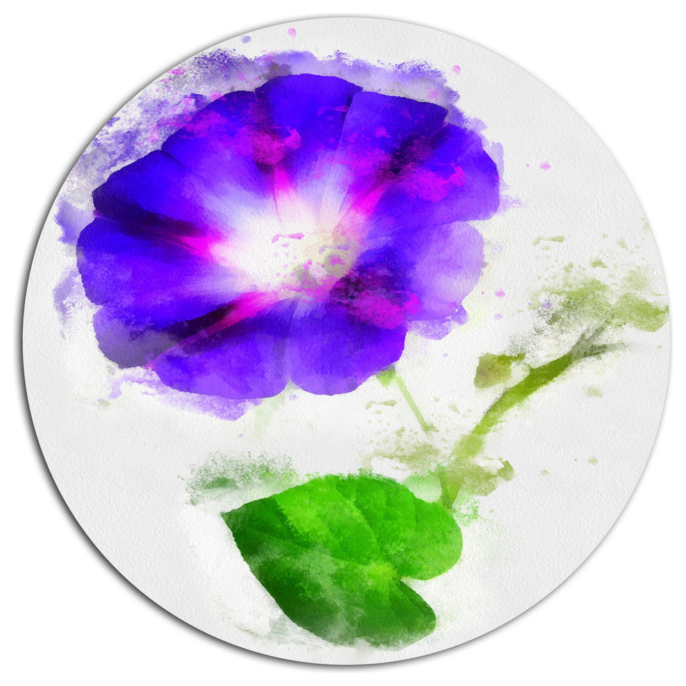 Blue Gentiana Alpina Illustration, Floral Disc Metal Artwork, 23"