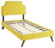 Modway Laura Twin Fabric Platform Bed With Round Splayed Legs, Sunny