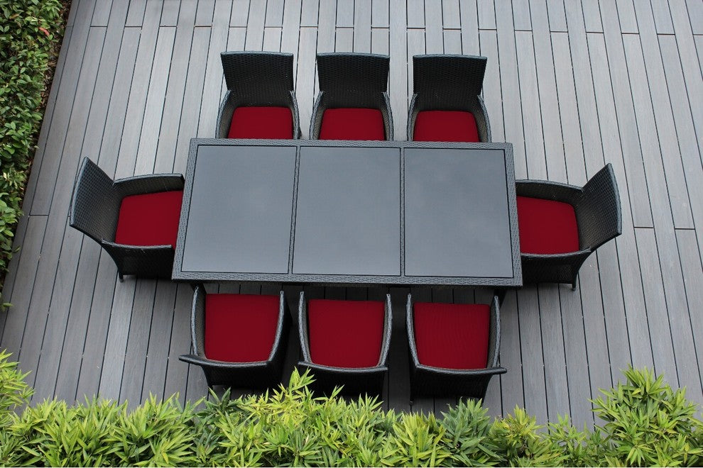 Ohana 9-Piece Dining Set, Red, Black