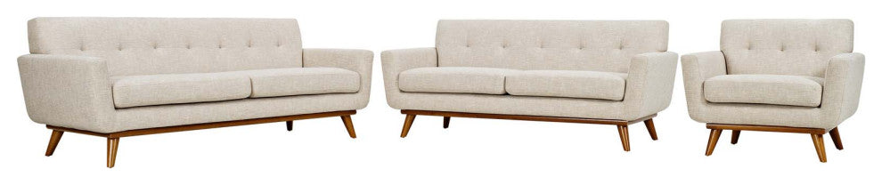 Beige Engage Sofa Loveseat and Armchair Set of 3