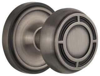 Single Classic Rosette With Round Clear Mission Knob, Antique Pewter