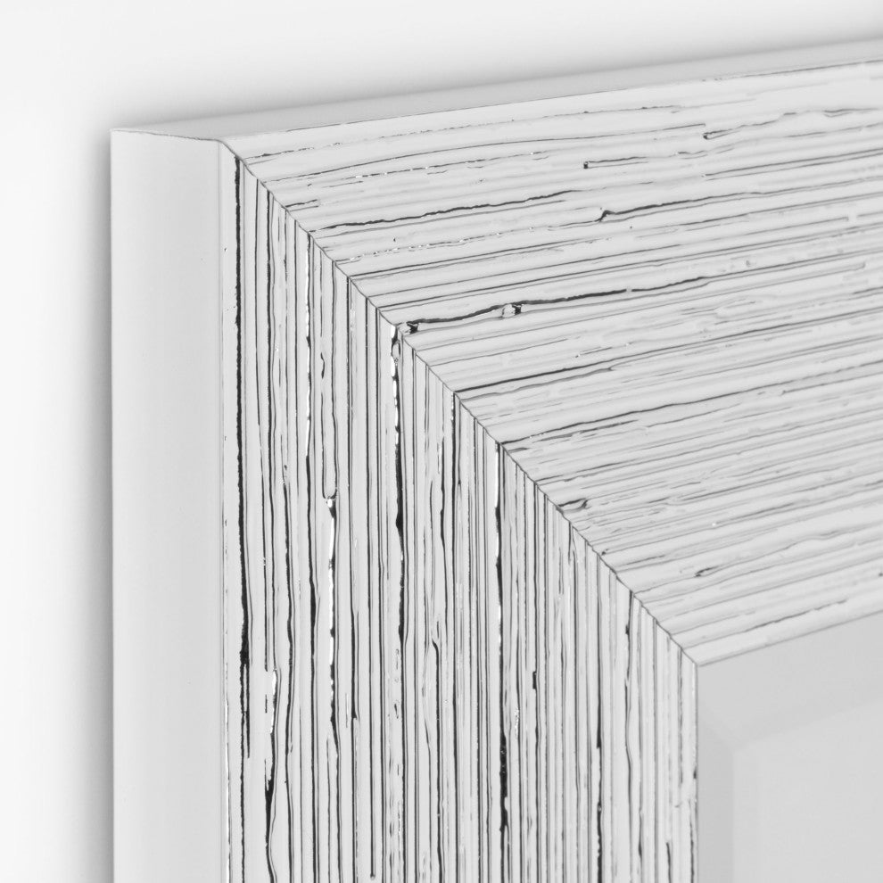 Head West Chrome Textured Frame Accent Wall Mirror - 23" x 29"