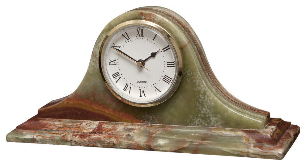 Saturn Collection Whirl Green Onyx Mantle Clock