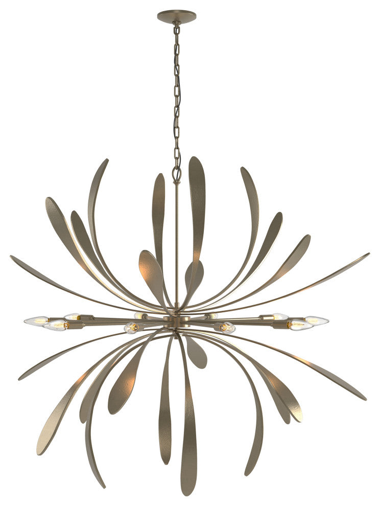 Dahlia Large Chandelier, Soft Gold Finish