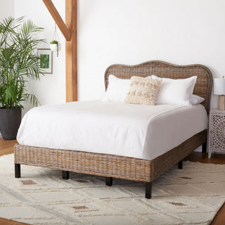 Safavieh Daejon Rattan Bed Grey/Espresso Queen